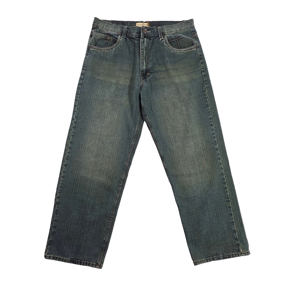 Royal Blue KLITB Jeans Men's 38x32 Concrete Wash Wide Leg Relaxed Fit Streetwear